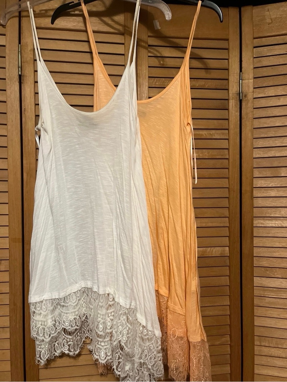 Bundle of Freshman Woman’s White and Orange Lace Trim Tank Top Spaghetti Strap